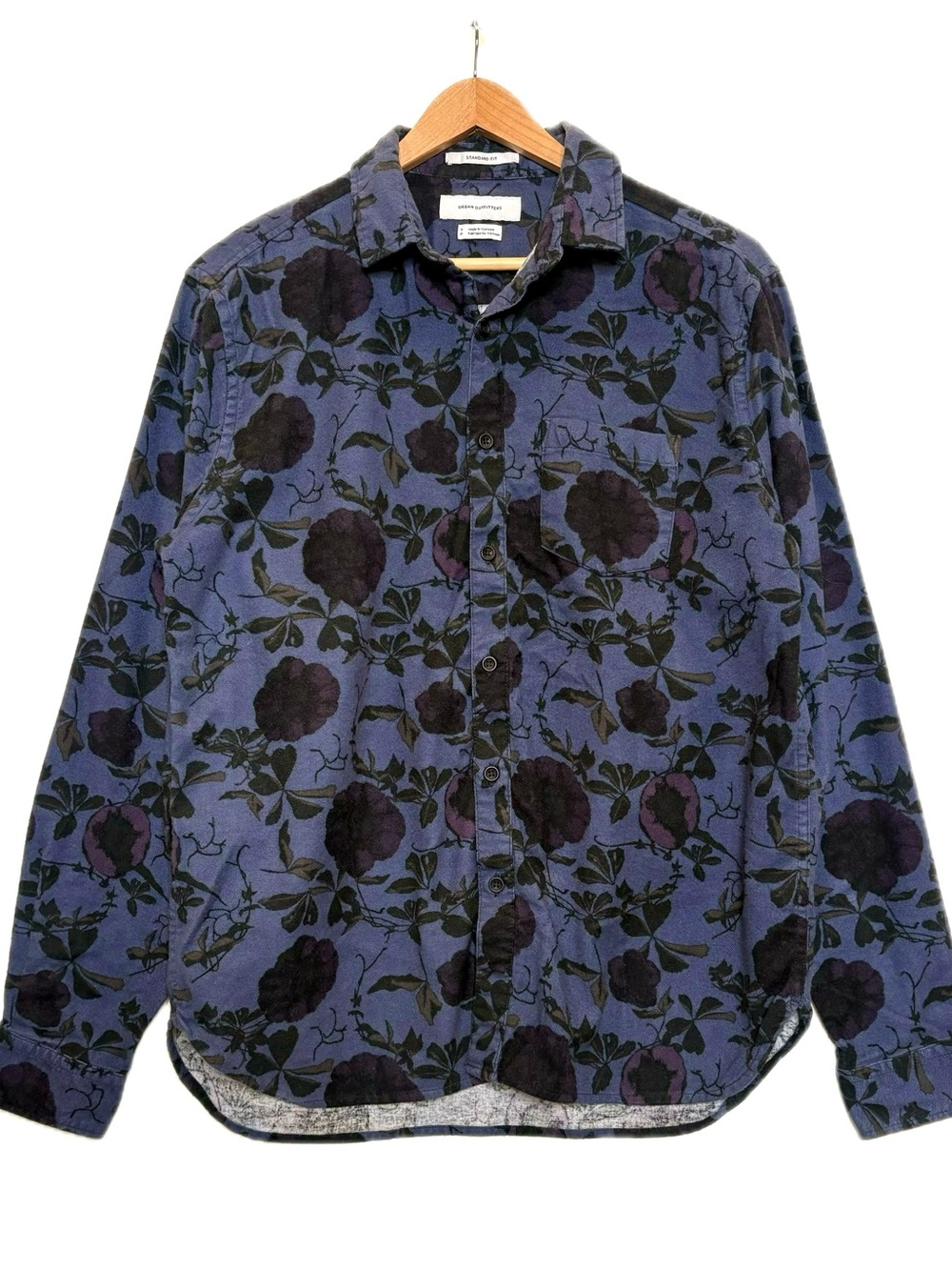 Urban Outfitters Mens Floral Velvet Long Sleeve Button Down Shirt Size Small